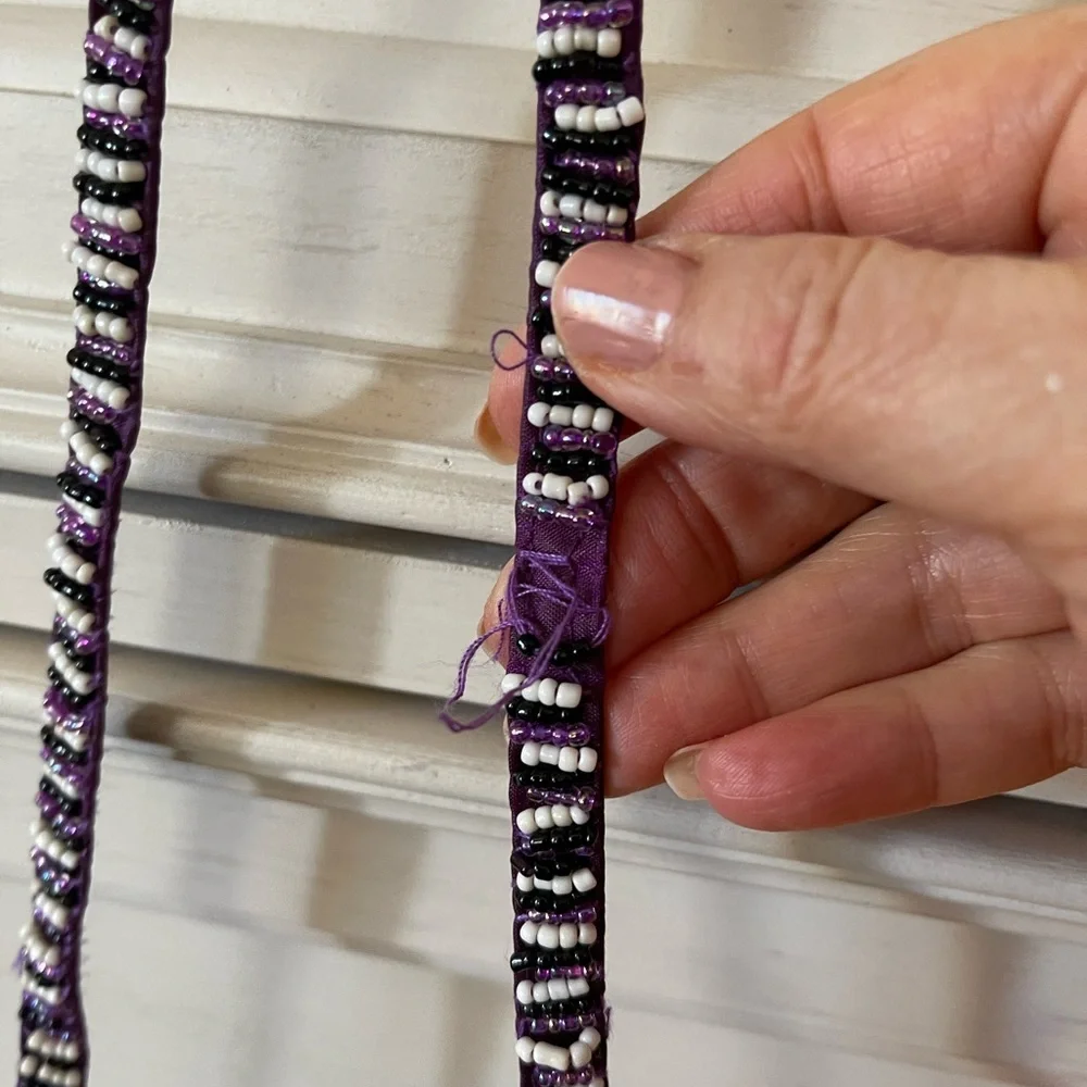 Vintage‎ Beaded Crossbody Purse. Purple, white, and black